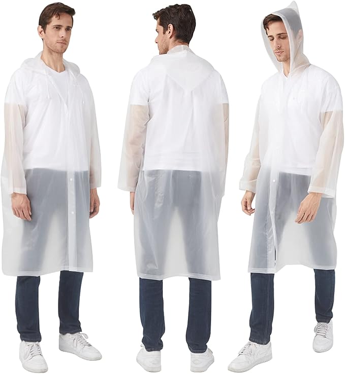 Rain Ponchos Raincoats for Adults Women, Reusable Rain Jacket Coats with Hood for Family Disney Park Travel 2 Pack