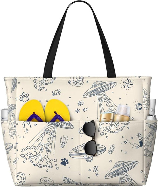 Beach Bag for Women Beach Tote Bag Waterproof Sandproof Large Bags with Zipper Big Capacity for Vacation Travel
