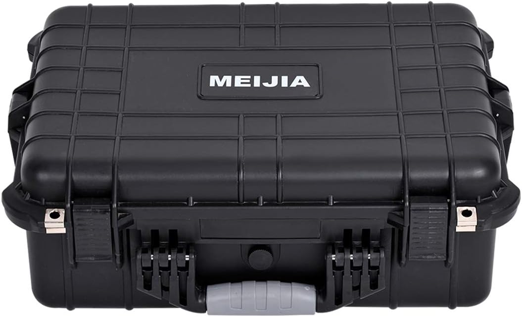 MEIJIA Portable Waterproof Protective Case,Hard Camera Case,Customized Fit Foam Inserted, Elegant Black,Fit for Camera, Equipments, Lens,Drones(Black)