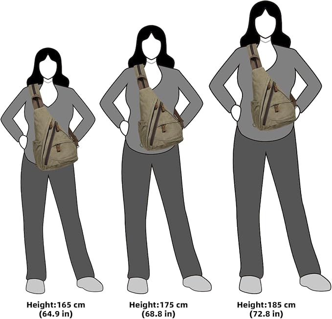 KL928 Canvas Sling Bag - Small Crossbody Backpack Shoulder Casual Daypack Rucksack for Men Women(Large Version,Olive Green)