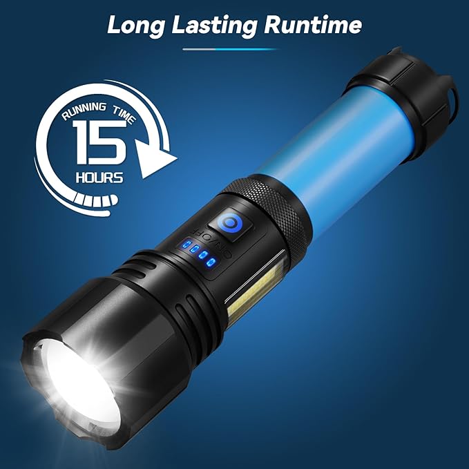 Flashlight LED Rechargeable Flashlights High Lumens, 99,000 LM Super Bright Powerful Flashlight, High Powered Flash Lights Waterproof Handheld Flashlights for Home Camping Hiking(2 Pack)