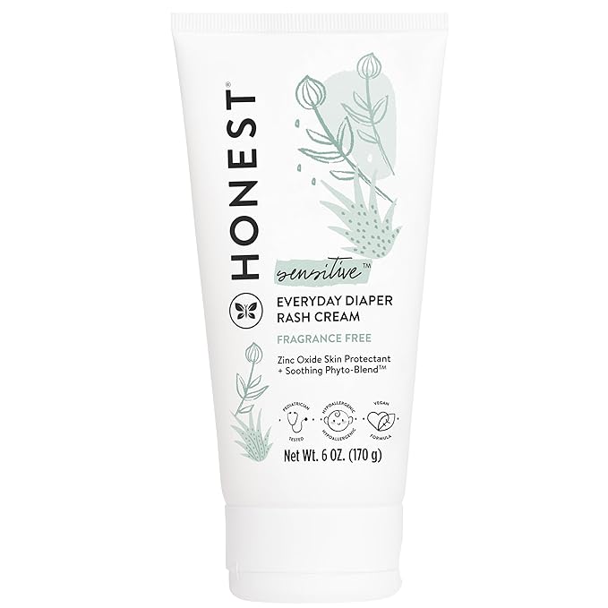 The Honest Company Diaper Rash Cream, Zinc Oxide Ointment, Moisturizing & Calming, Hypoallergenic, NEA Recognized, Cruelty-Free, Value Size 6 oz