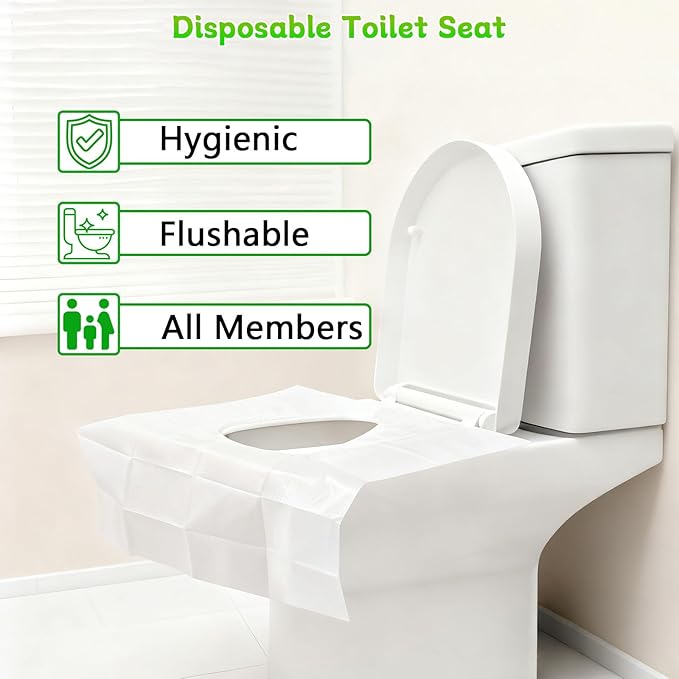 Toilet Seat Cover Disposable Flushable(50 Pcs), XXL Travel Toilet Seat Covers for Adults Kids, Flushable Toilet Paper Cover for Potty Training in Public Restrooms, Airplane, Camping(22 * 16.5in)