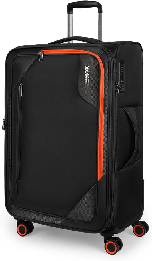 28 inch Luggage with Spinner Wheels,Large Softside Expandable 20% Checked Luggage w/TSA LOCK,Lightweight Durable Rolling Luggage for Men/Women（Black,28in）
