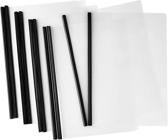 JOERSH 40 Pcs Clear Report Covers with Sliding Bar, Plastic Binder Paper Protector, Report Folders with Clear Cover for Resume Portfolio Presentation File Documents, Black