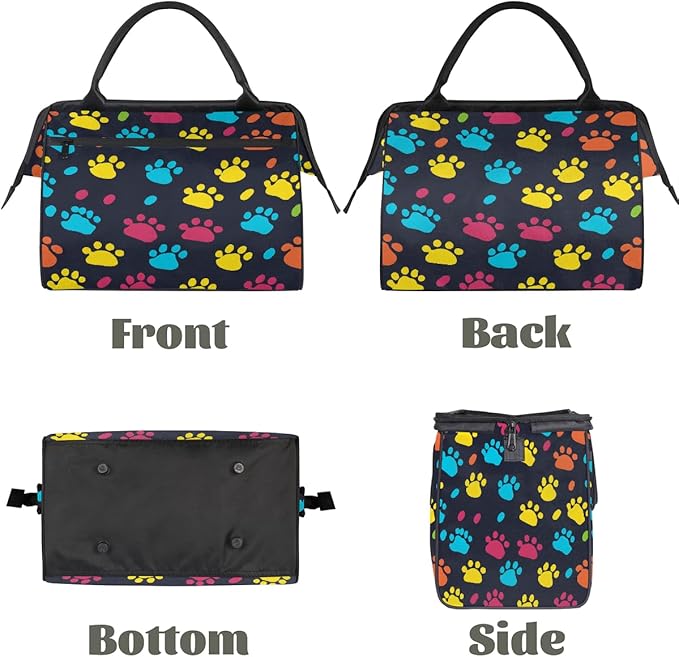 Retro Colorful Dog Paw Travel Duffel Bag, Waterproof Sports Gym Duffle Bag, Large Capacity Weekender Carry On Overnight Bags for Women Men