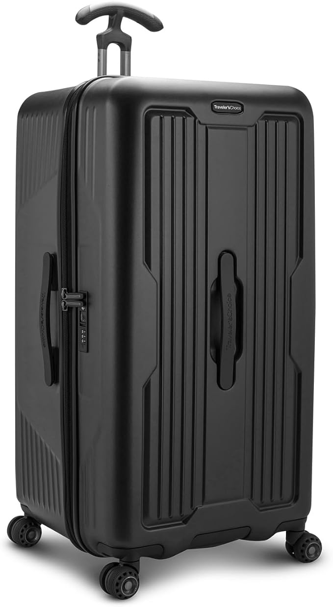 Traveler's Choice Ultimax II Polycarbonate Hardside Luggage with Spinner Wheels, Matte Black, 31-Inch Large Trunk