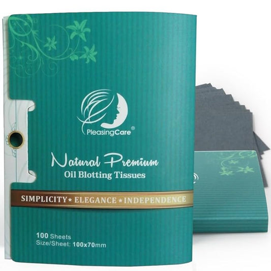 Premium Facial Oil Blotting Paper, 200 Counts - Natural Bamboo Charcoal Face Blotting Sheets, Easy Take Out Design - Top Handy Oil Absorbing Tissues - Oily Skin Care or Make Up Must Have!