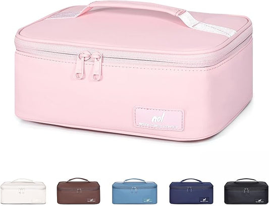 NOL Natural Organic Lifestyle Insulated Lunch Bag for Adults – Compact Cooler Lunch Box with Food-Grade Lining, Waterproof Lunch Bag for Work, Travel | Portable Thermal Meal Tote with Handle, Pink