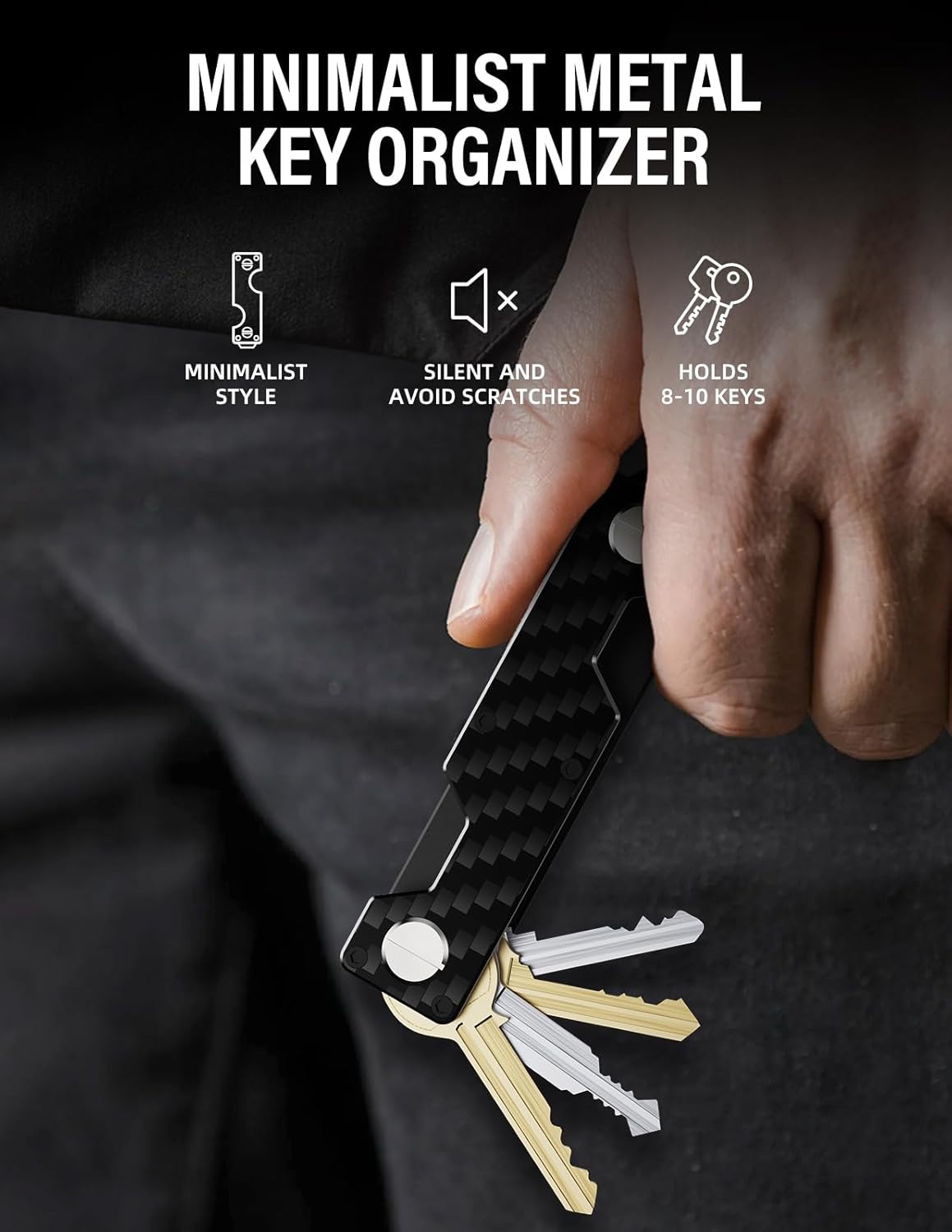 Key Organizer Compact Key Holder Metal Key Chain Minimalist key case key holder for keychain Secures 1-5 Keys