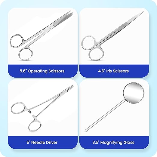 Core Flex Advanced Dissection Kit Biology Lab Anatomy Dissecting Set with Stainless Steel Scalpel Knife Handle Blades for Medical and Veterinary Students Stainless Steel 38-Piece