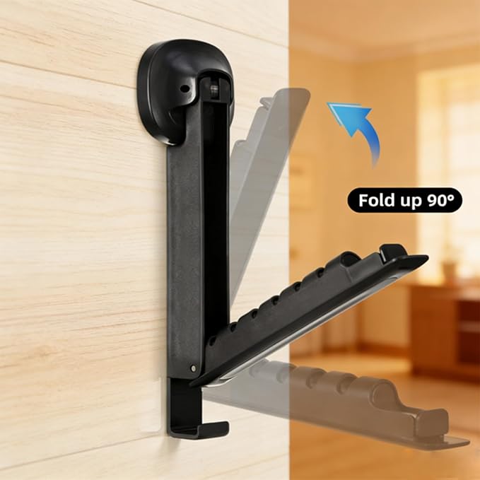 Foldable Clothes Drying Rack, Wall Mounted Drying Rack with Suction Cup, Retractable, Portable Over The Door Hooks Hanger for Laundry Bathroom RV Balcony. (Black)