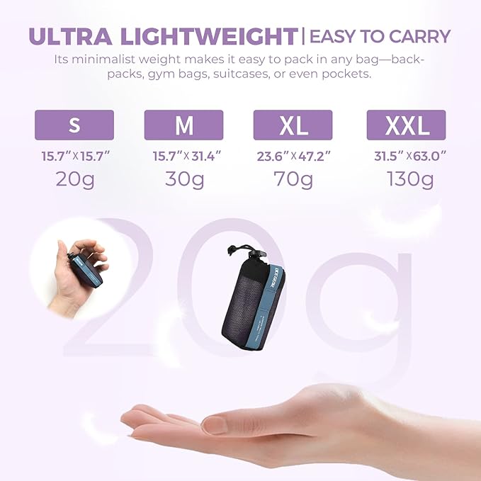 Microfiber Travel Towel, Soft Lightweight Quick Dry Towel, Super Absorbent Compact Travel & Sports & Beach Towels for Camping, Backpack, Gym, Swimming, Yoga, Hiking (Purple, Small + Medium)