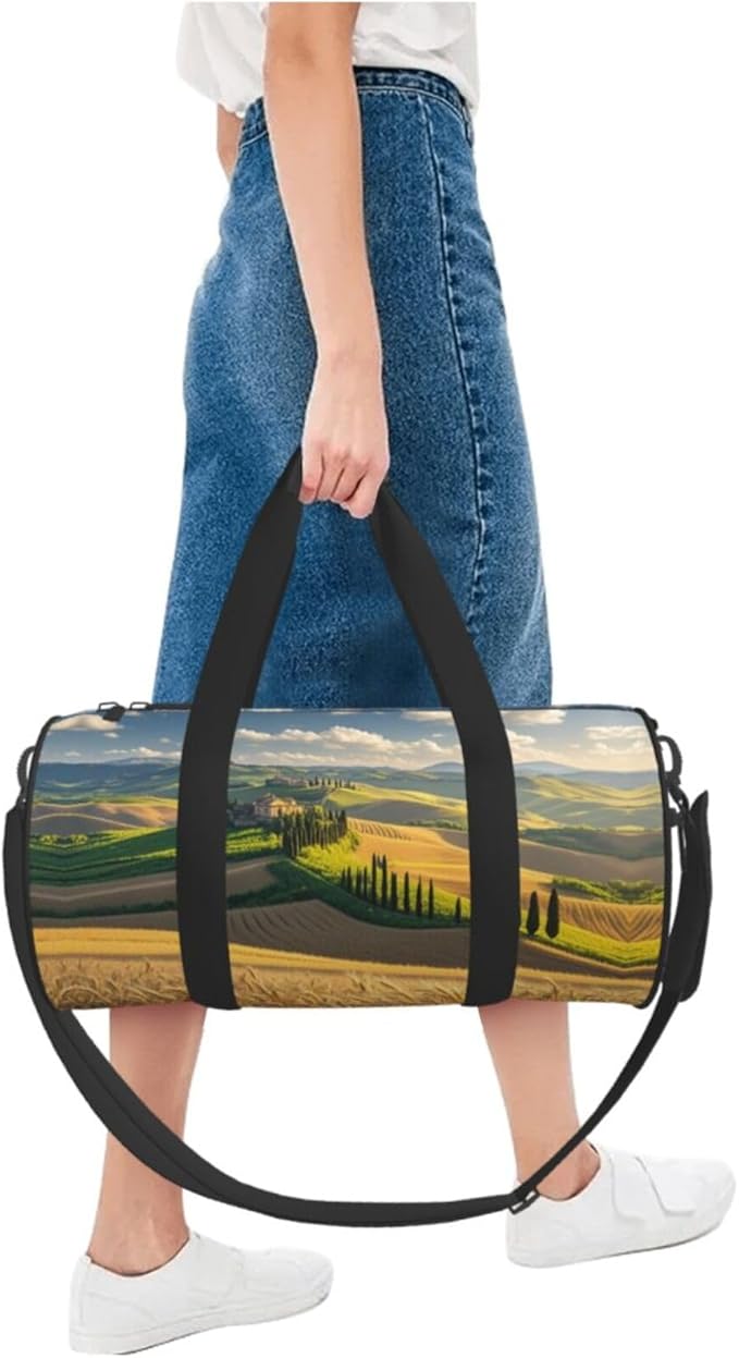 Italy Tuscan Travel Duffel Bag Sports Gym Bag, Lightweight Overnight Weekender Bag With Shoes Compartment Yoga Gym Sports Bag For Men Women