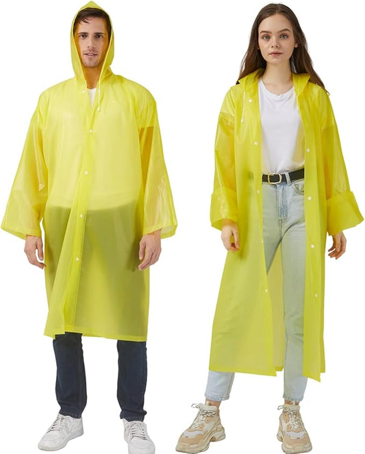 Rain Ponchos Raincoats for Adults Women, Reusable Rain Jacket Coats with Hood for Family Disney Park Travel 2 Pack