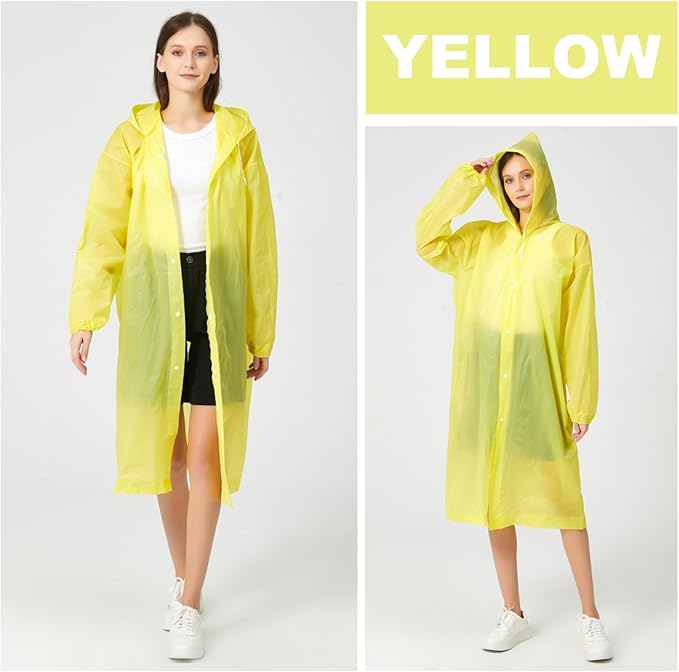 Eva Rain Ponchos for Adults, 2 Pack Reusable Raincoat for Women and Men, Lightweight Rainwear Rain Jackets with Hood