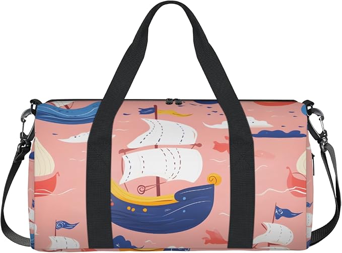 Ocean Ships Pink Overnight Travel Bag Unisex Carry-On Size Tote Bag Suitable for Travel Duffle Gym Sports