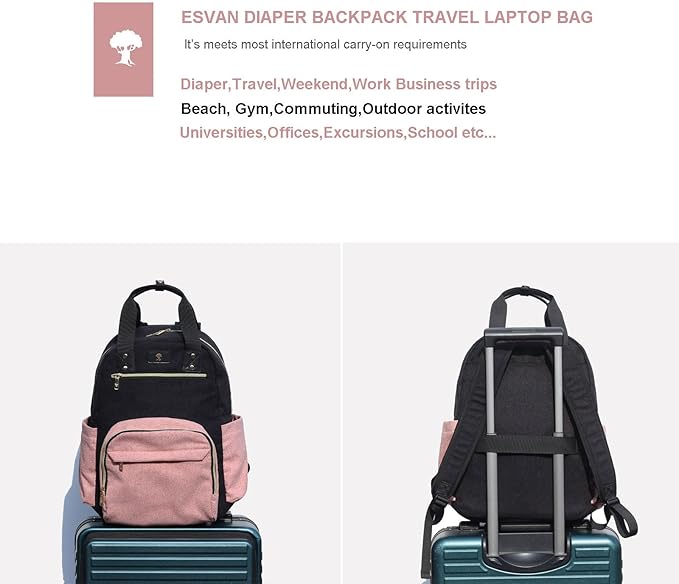 Diaper Bag Backpack, Large Capacity Multifunction Baby Essentials Fashion Travel Pack Linen Canvas office Laptop Bag (Linen Pink)