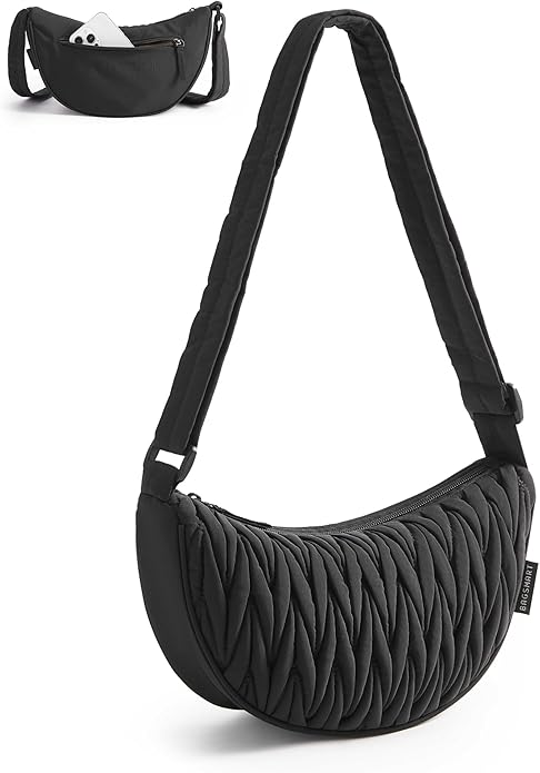 BAGSMART Small Crossbody Bag for Women Men Trendy，Quilted Crossbody Hobo Bag with Adjustable Strap and Inner Pockets