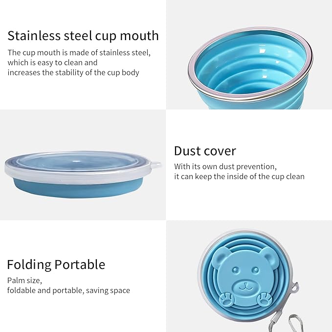Collapsible Cup - Small Silicone FoldableCup-Expandable Folding Drinking Cups -Reusable Portable Mugs-Cup For Travel, Camping, Hiking, Survival, Picnic, Beach, Holiday Vacation, Outdoor Sports
