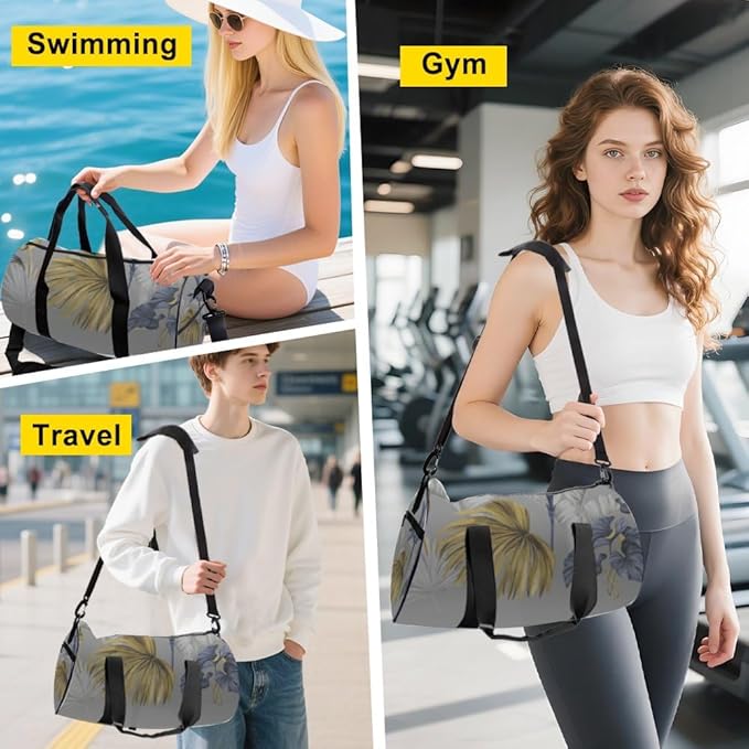 Soft Blue Accents Foldable Gym Bags For Women Oxford Tote Bags Adjustable Shoulder Strap, Convertible Carry Backpack Cute Duffle Bag For Basketball Wrestling Gym Backpack Women