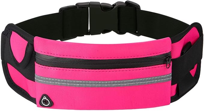 Anti-Theft Invisible Waist Bag, Money Belt for Travel with Hidden Compartment, Waterproof Slim Waist Pack for Phone Passport Cash, Running Cycling Hiking Fitness Security Belt Bag (Red)