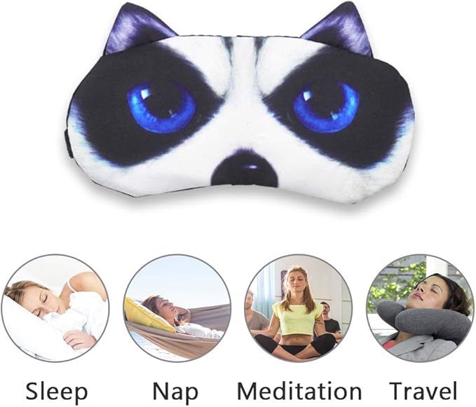 HYCLES Sleep Mask for Kids Sleeping Eye Cover Cute Cartoon Animal Funny 3 Pcs Blindfold Eyeshade for Men Women Plane Travel Game Nap Night Sleeping