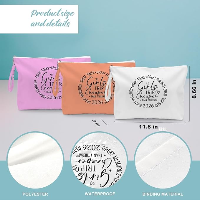 Fokongna 3PCS Girls Trip Gifts Wet Bag Wet Dry Bag Beach Bag Favors for Swimsuit Toiletry Bag Travel Essentials For Women, Beach Travel Gym Wet Dry Bag for Swimsuit Dirty Diaper Bag Gifts