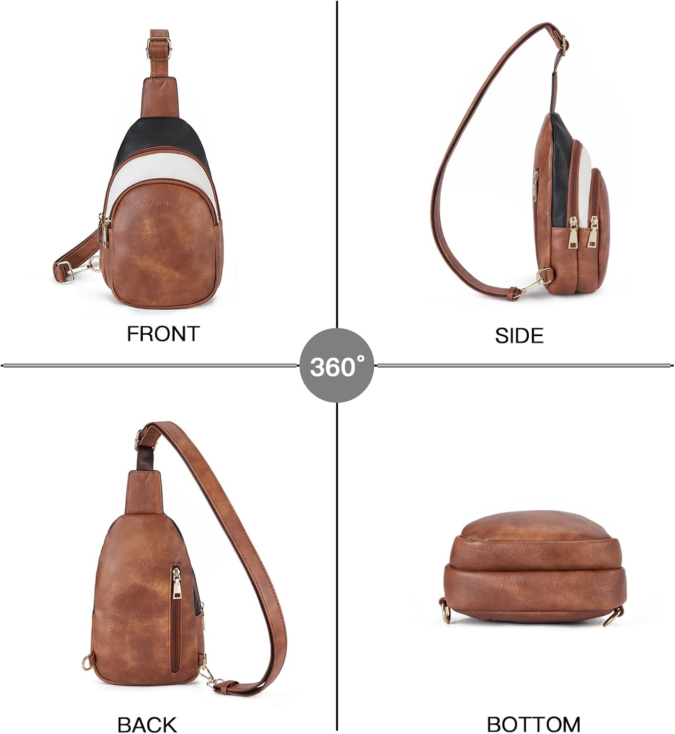 Telena Small Sling Bag for Women Leather Crossbody Fanny Packs Chest Bag for Women