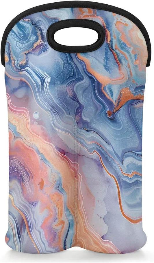 Wine Carrier Tote Personalized Bag for 2 Bottles - Neoprene Wine Bottle Holder with Carry Handle, Wine Protective Bag Insulated Bag Beer Cans Water Bottle Holder for Travel Picnic,Style26