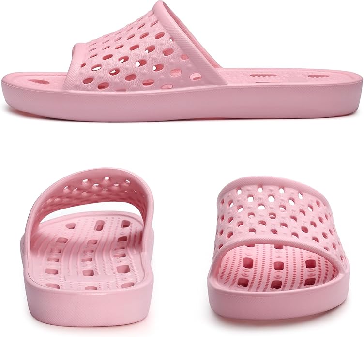 Litfun Shower Shoes for Women Non-Slip Quick Dry Shower Slippers Lightweight Pool Sandals with Drain Holes for College Dorm, Beach, Bathroom & Gym