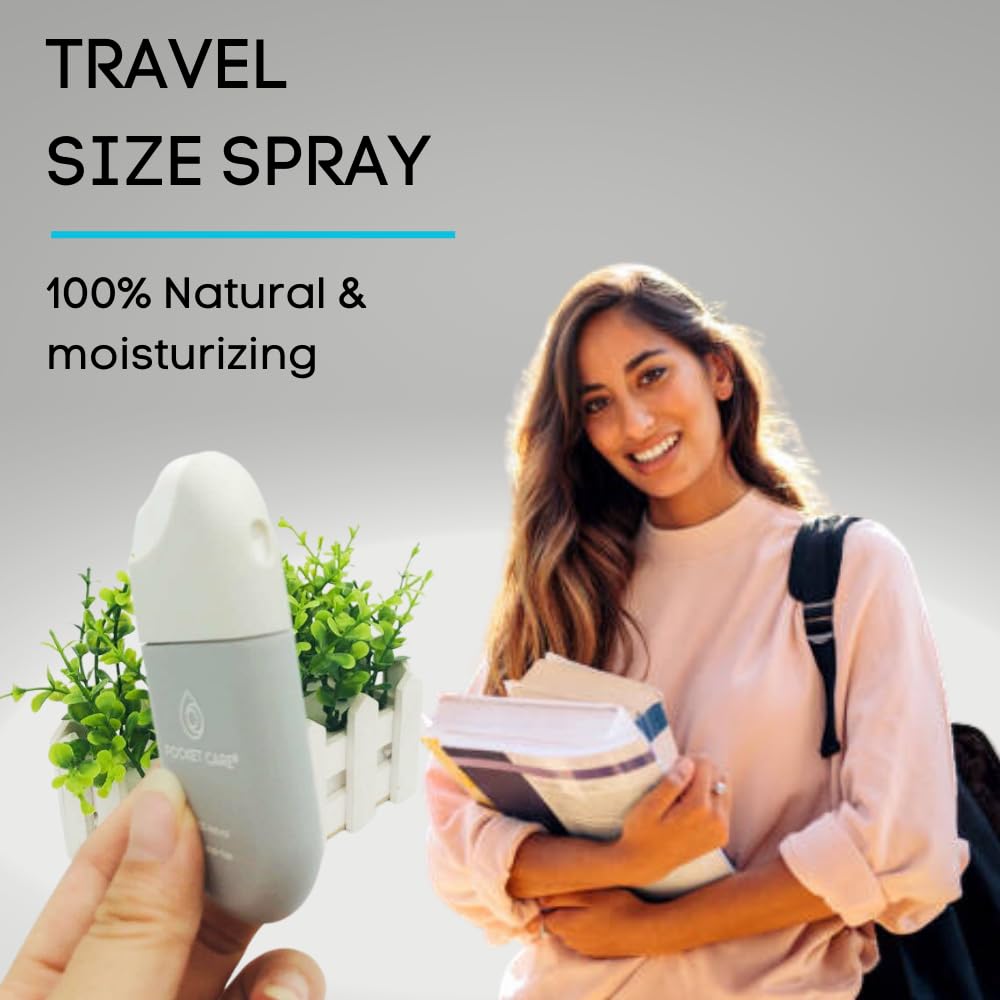 POCKET CARE | 2 Pack Peppermint Hand Cleanser Moisturizing Spray 1 Fl OZ- for Hands | Organic | Travel Size - Travel Accessories | 100% natural