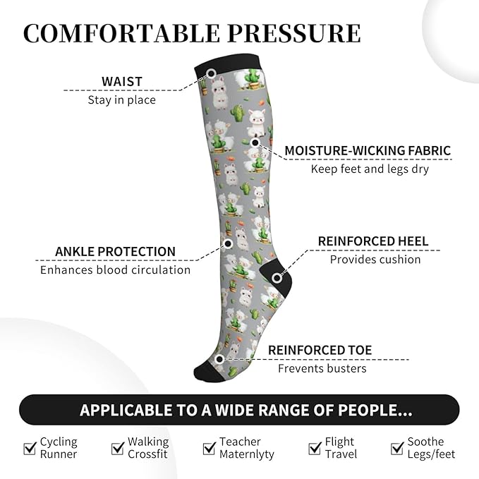 Compression Socks Knee High Circulation Support Socks For Women Men Athletic Running Work Hiking Cycling Travel