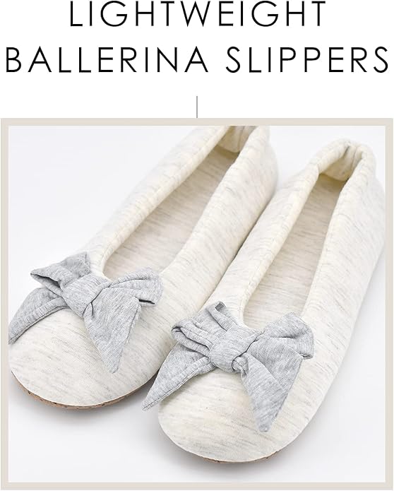 DICUIRD Women's Ballerina Slippers Lightweight House Slippers with Stretchable Heel Design