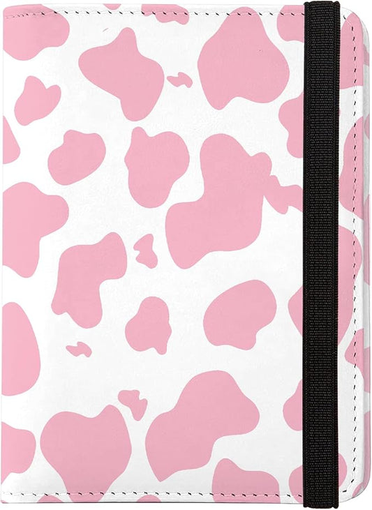 Cute Passport Holder and Holder Combo Passport Cover with RFID Blocking Women Men Compatible Wallet Credit Card Protector(Pink Cow)