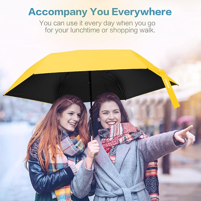 TradMall Mini Travel Umbrella, Portable Lightweight Compact Parasol with 95% UV Protection for Sun & Rain