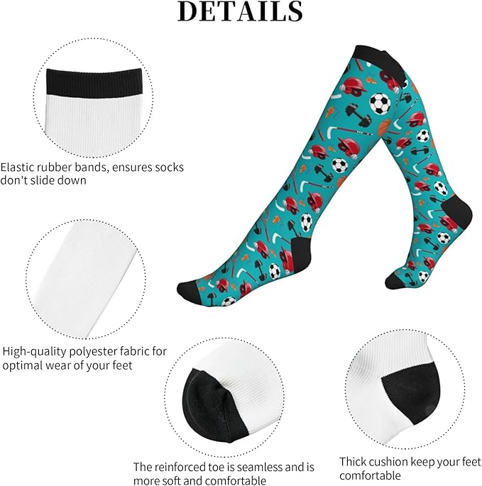 Compression Socks Knee High Circulation Support Socks For Women Men Athletic Running Work Hiking Cycling Travel