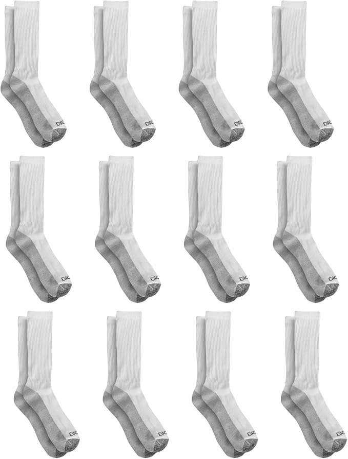 Dickies Men's Dri-Tech Original Moisture Control Crew Socks, Available in M-XXL (6, 12, 18 Pairs)