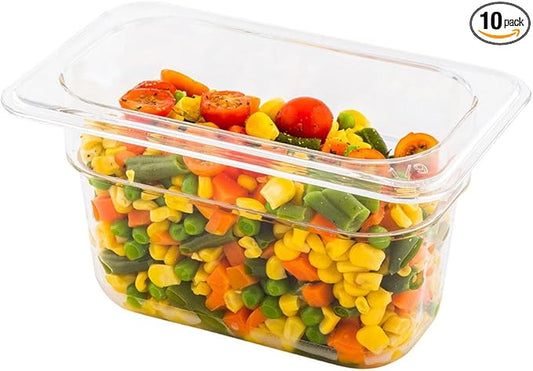 Restaurantware-4 Inch Deep Food Pans, 10 1/9 Size Commercial Food Storage Container - Freezable, Break-Resistant, Clear Plastic Cold Pans, Dishwashable, For Kitchens, Restaurants, Or Cafeterias