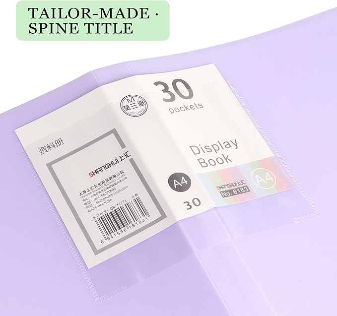 Tamaki Portfolio Binder with Plastic Sleeves, Pocket Portfolio Folder with Clear Sheet Protectors, Display 60 Pages Book, Presentation Book for Artwork, Document Organizer, 1 Pack (Purple)