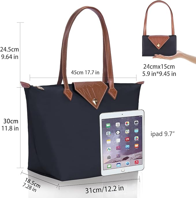 Women Tote Bag,Stylish Waterproof Nylon Ladies Shoulder Bag, Folding Beach Travel Bag for Work,Shopping, Large