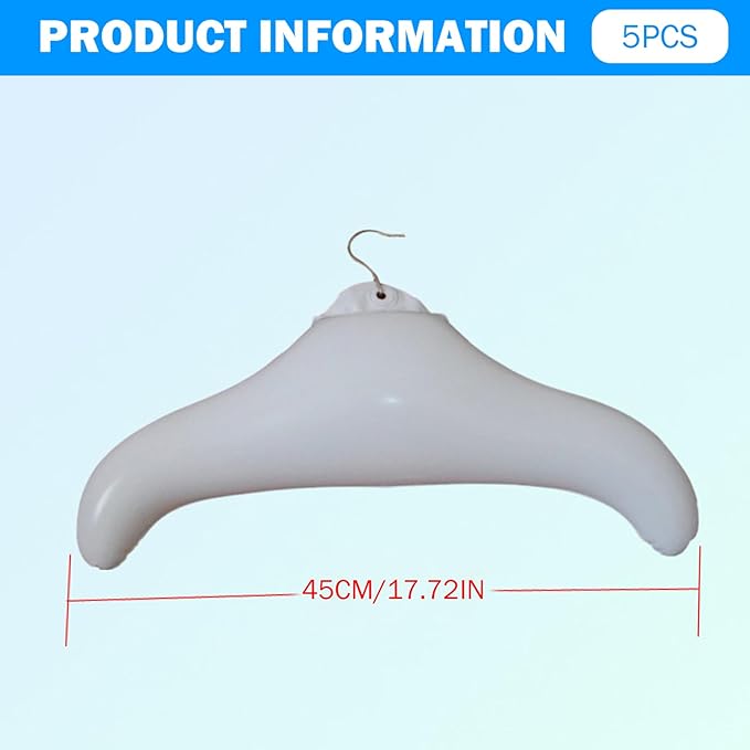 Portable Hangers, 5Pcs Inflatable Hangers Waterproof Leakproof 17x10 White PVC Portable Hangers for Travel, Business Trip, Camping, Travel Hangers