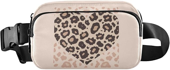 Leopard Heart Fanny Pack for Women Men Water Resistant Fashion Waist Packs with Adjustable Strap Belt Bag for Travel Workout Jogging Hiking 21217809