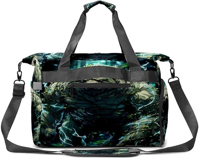 Ancient Bear Green Gym Bag for Women & Tennis Bag, Large Sports Duffel Bag Waterproof with Ventilated Shoe Compartment & Front Racket Sleeve, Lightweight Travel Weekender Overnight Bag
