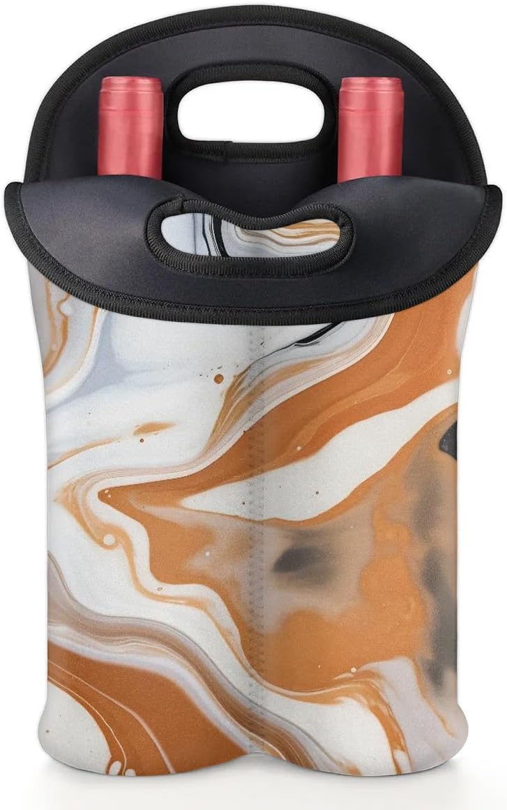 Wine Carrier Tote Personalized Bag for 2 Bottles - Neoprene Wine Bottle Holder with Carry Handle, Wine Protective Bag Insulated Bag Beer Cans Water Bottle Holder for Travel Picnic,Style3