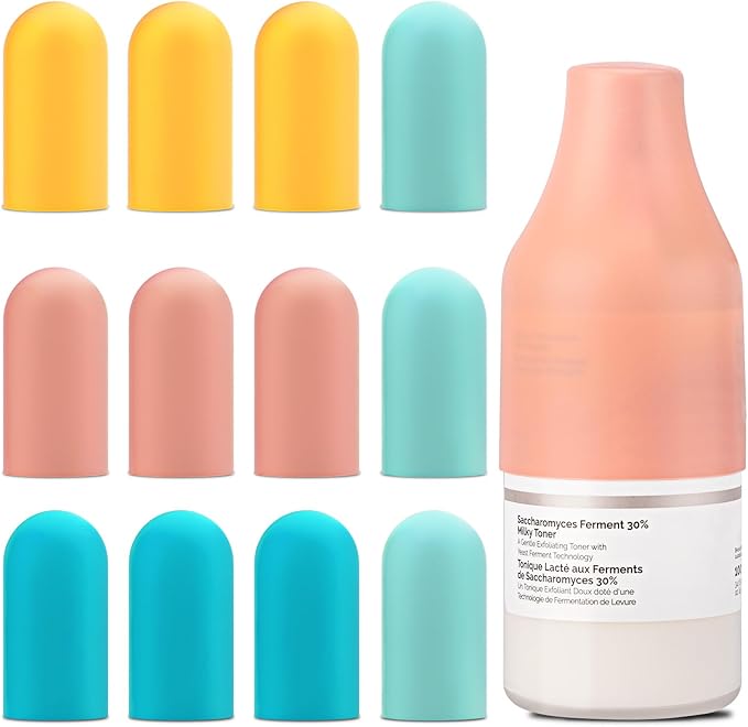 12 Pack Silicone Bottle Covers, Travel Essentials for Women Men, Elastic Sleeves for Leak Proofing, Beach Vacation Essentials, Cruise Essentials 2025, Colorful Airplane Travels Accessories