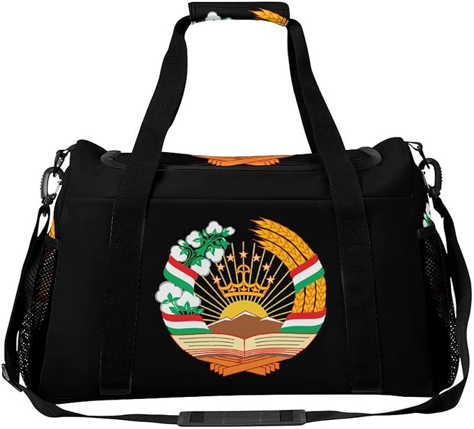 Emblem of Tajikistan Duffle Bag Gym Bag for Workout Travel Tote with Detachable Straps