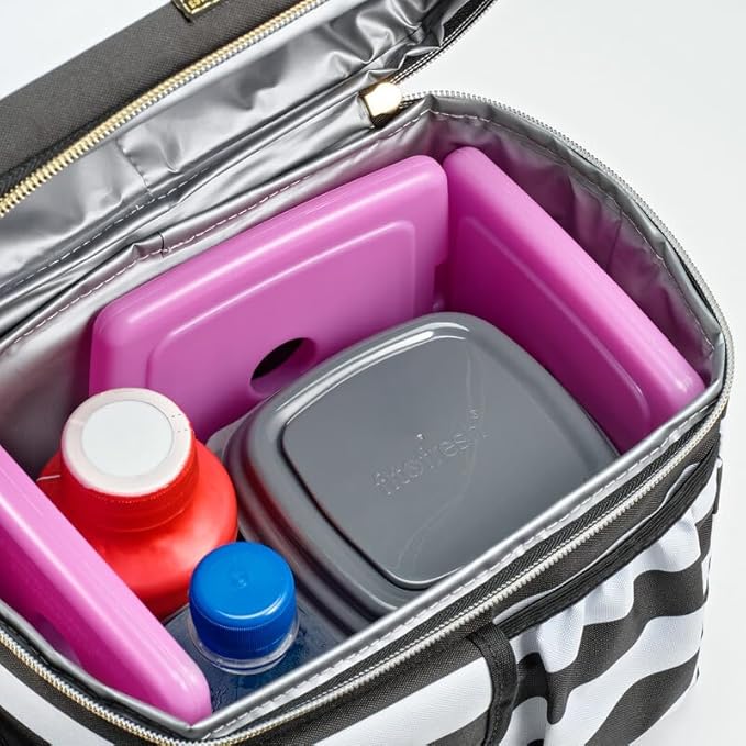 Cool Coolers by Fit + Fresh, Reusable & Long-Lasting Slim Ice Packs, Cold Packs for Cooler, Flat ice Packs for lunchbags. Cooler Accessories for Lunchboxes, Camping, Beach,Lunch, & Work, 12PK, Purple