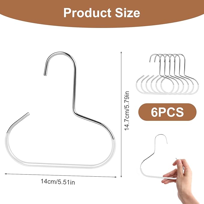 6 Pcs Hat Organizer for Baseball Caps, Heavy-Duty Metal Closet Cap Rack Holder for Space-Saving, Cap Organizer for Baseball Caps, Beanies, Belts, Purses (White)