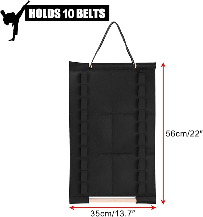 Karate Belt Display Rack, Taekwondo Belt Display Holder with Bamboo Medal Rack, Jiu Jitsu Belt Hanging Holder, Felt Martial Arts Belts Organizer for Taekwondo, Karate, BJJ Learners